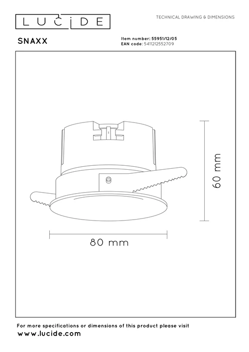 Lucide SNAXX - Recessed spotlight - Ø 8 cm - LED Dim. - CCT - 1x12W 2700K/4000K - Champagne Color | Premium - technical